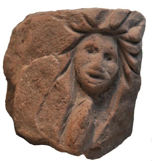 English late medieval ecclesiastical sandstone carving of a cautious man