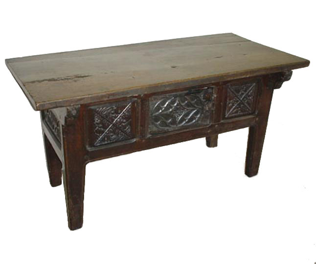 English late fifteenth century linenfold panelled oak table cupboard