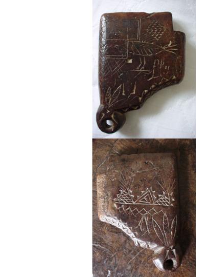 Early boxwood panflute with Native American decoration