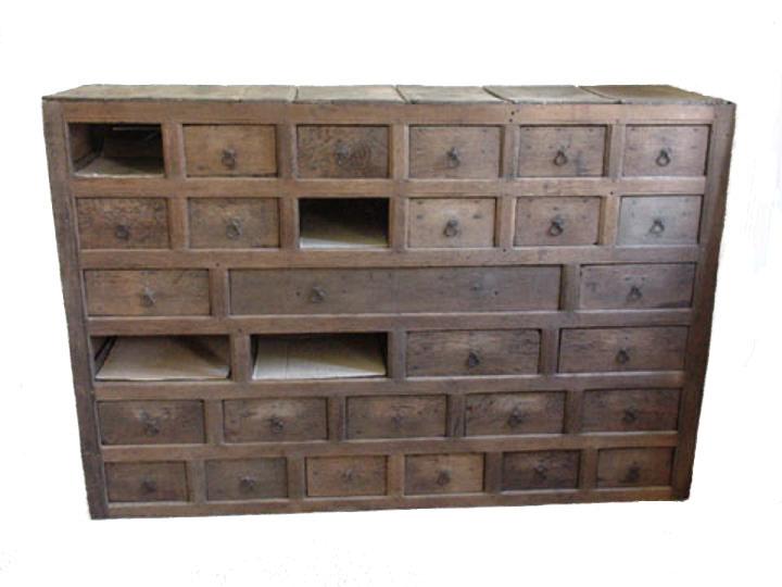 English fifteenth century oak multi drawered muniment chest for the storage of manuscripts