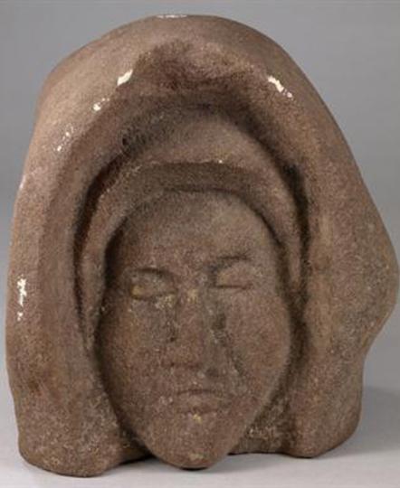 English late medieval monastic sandstone head of a nun
