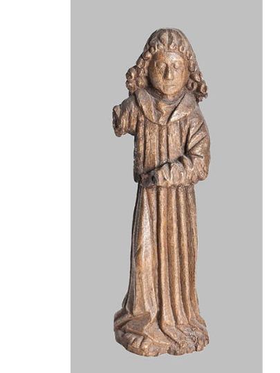 English medieval oak candle bearing angel
